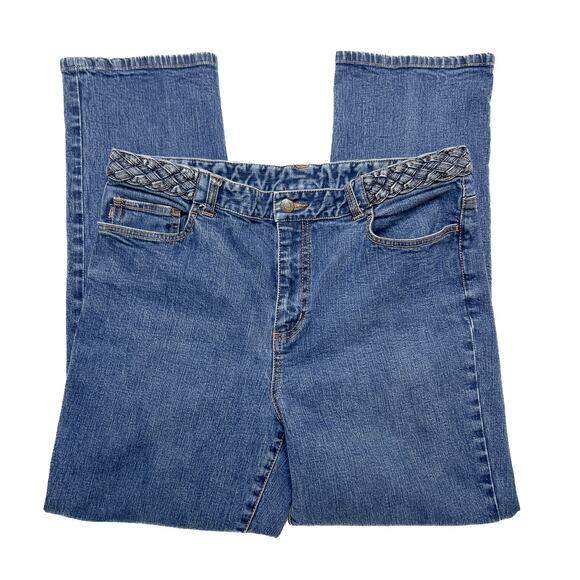 Ralph Lauren Lauren Jeans Co Braided Jeans Denim High Rise Women's 14 Western - Picture 1 of 8